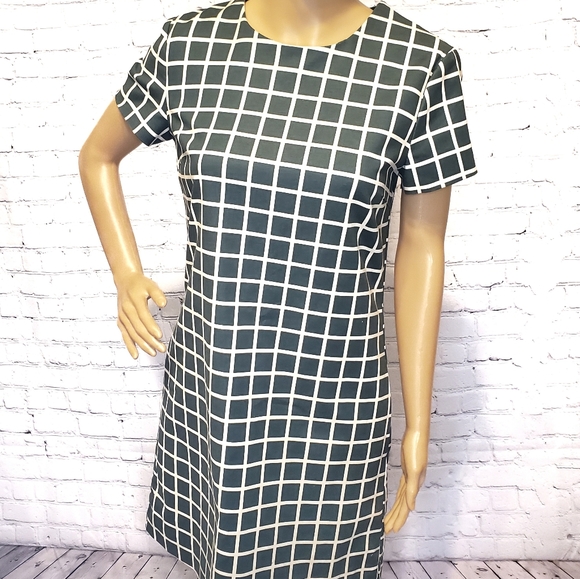Joe Fresh Checkered Green and White Midi Dress - Picture 1 of 4